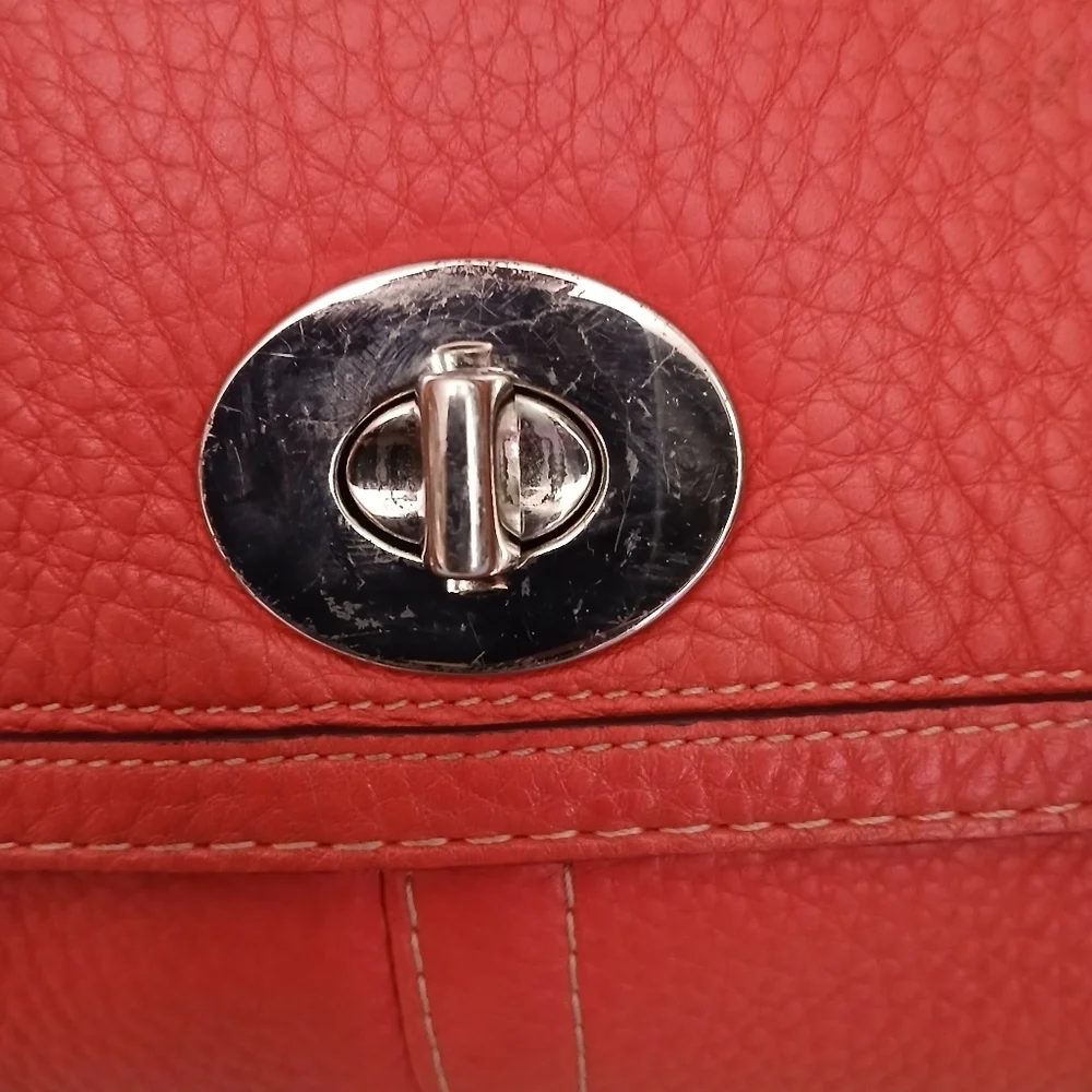 Coach Hamilton Crossbody Bag with Flap Closure Silver Hardware Pebbled Leather